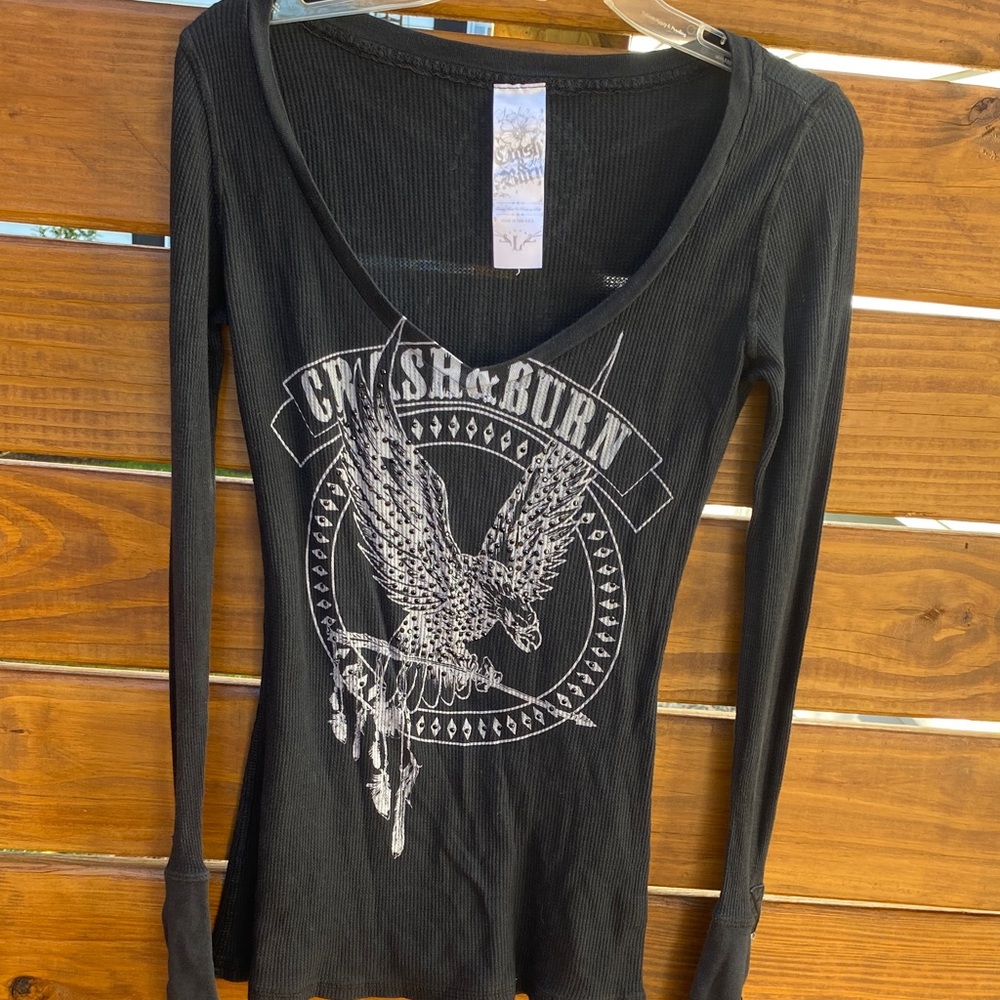 Crash & Burn Black eagle henley long sleeve